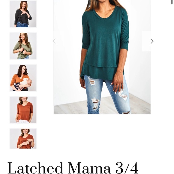 Latched Mama • Golden Yellow Tropical Leaf 3/4 Sleeve Scoop Neck Nursing Top 2.0 - Picture 7 of 8